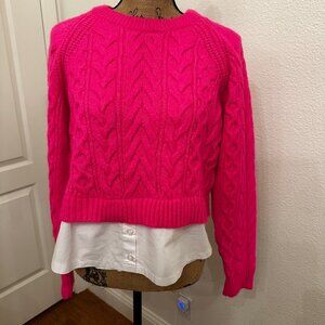 Maeve by Anthropologie Hot Pink Cable Knit Layered Sweater – Medium